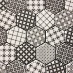 Recycled Glass Hexagon White Black Mix 2 Inch