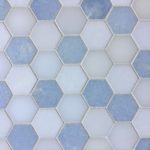 2 Inch Hexagon Thassos Azul Celeste Paper White