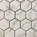 Recycled Glass Hexagon Calacatta 2 Inch, 1 Inch