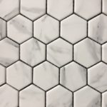 Recycled Glass Hexagon Carrara 2 Inch, 1 Inch